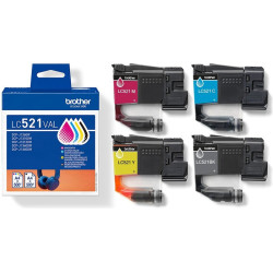 Brother LC521VAL inktcartridge 4 stuk(s) Zwart, Cyaan, Magenta, Geel